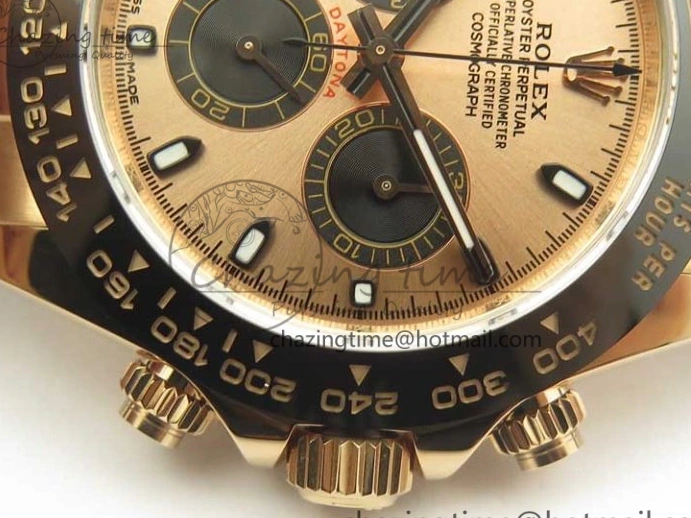 Best Dial ARF Clone Black Gold Rubber Rose On 1:1 Edition Super V2 Daytona 116515 Strap A4130 0225